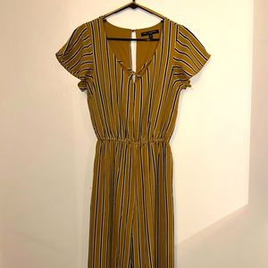 Tan Vertically Striped Jumpsuit